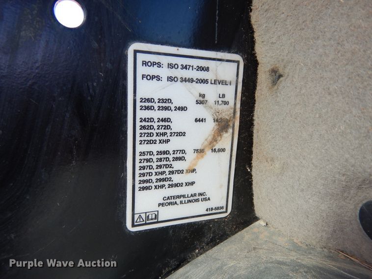 image for item DI8552 2016 Caterpillar 259D  tracked skid steer loader