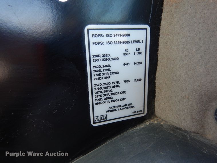 image for item DI8553 2017 Caterpillar 259D  tracked skid steer loader