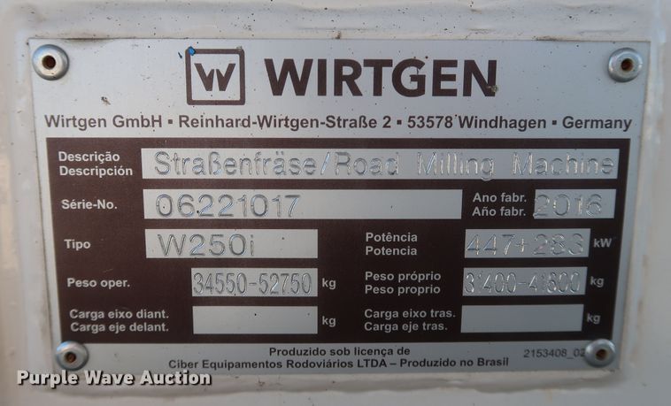 image for item DJ2450 2016 Wirtgen W250i  milling machine