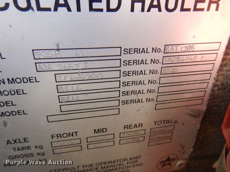 image for item DJ3749 1995 Bell B25B  haul truck