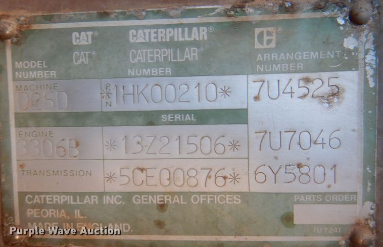 image for item DJ3750 1991 Caterpillar D25D  haul truck