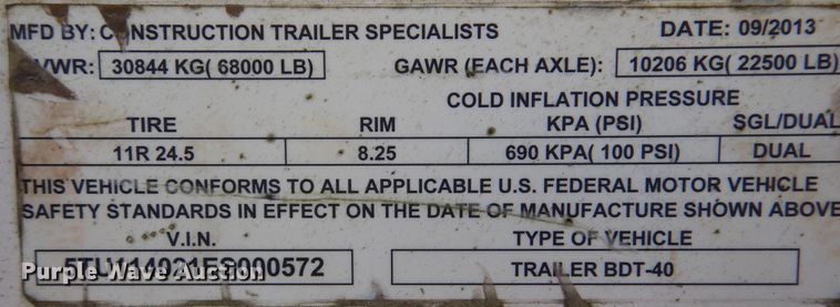 image for item DJ7402 2014 CTS BDT-40  bottom dump trailer