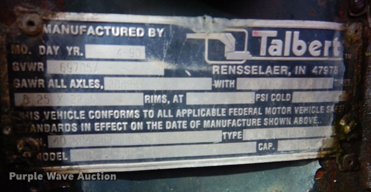 image for item DK1415 1990 Talbert TDW-30-SRG-T1  lowboy equipment trailer