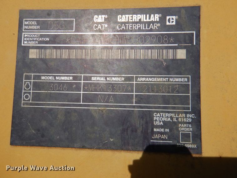 image for item DK1422 2006 Caterpillar D5G XL  dozer