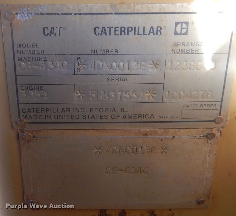 image for item DK3254 1996 Caterpillar CB-434C  double drum vibratory roller