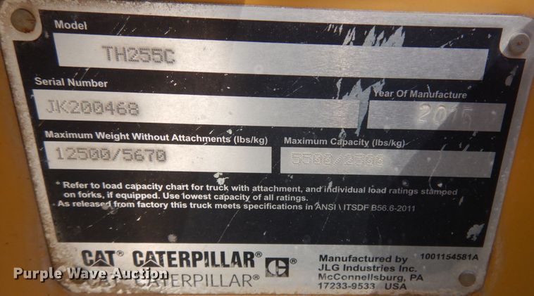 image for item DM5314 2015 Caterpillar TH255C  telehandler