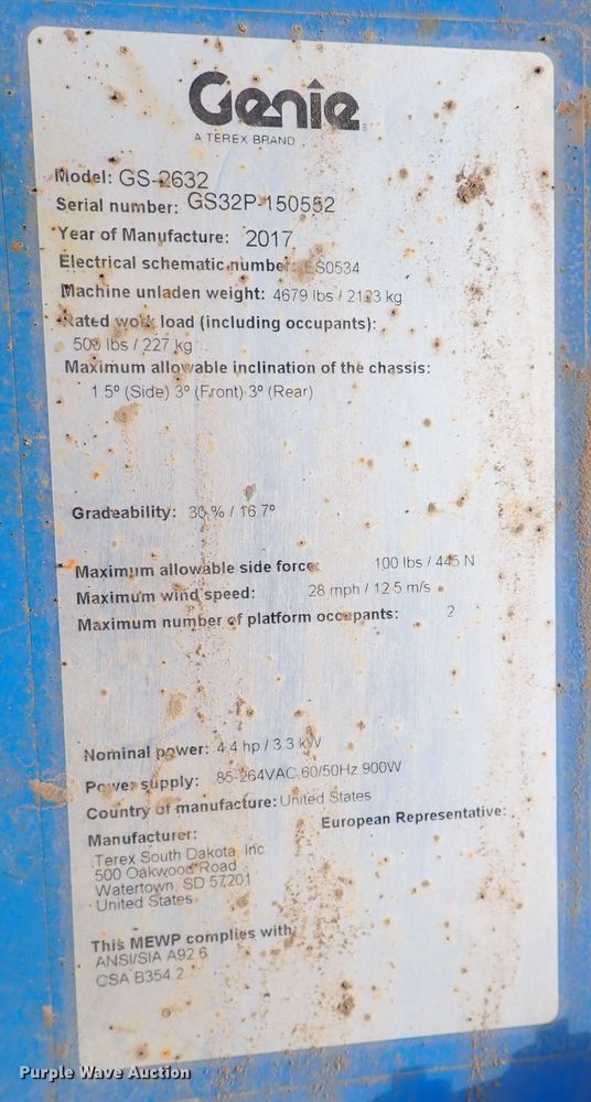 image for item DN2267 2017 Genie GC-2632  scissor lift