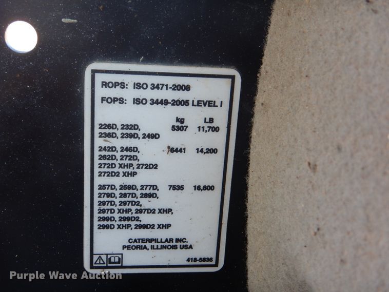 image for item DN6547 2016 Caterpillar 289D  tracked skid steer loader