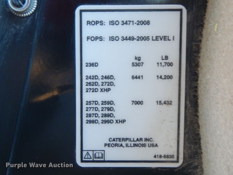 image for item DN6548 2014 Caterpillar 289D  tracked skid steer loader