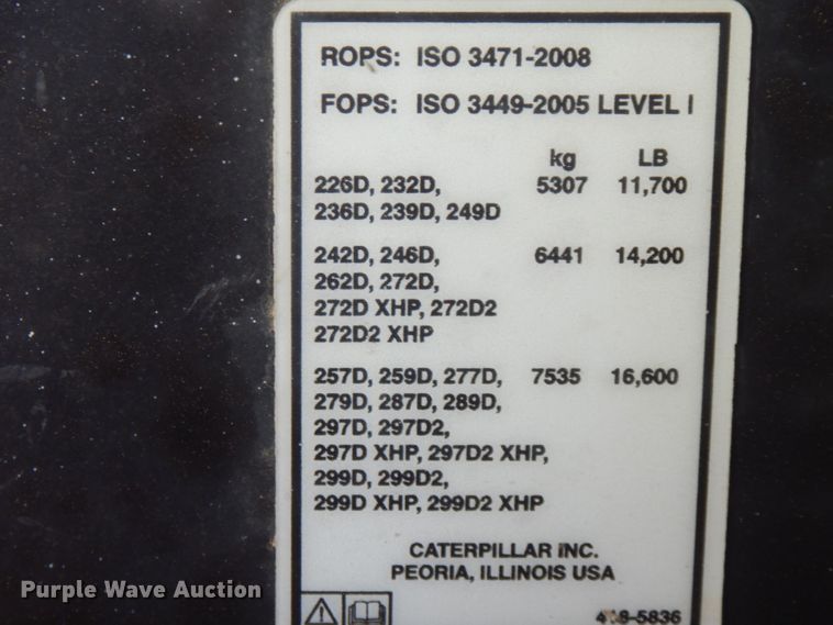 image for item DN6549 2016 Caterpillar 289D  tracked skid steer loader