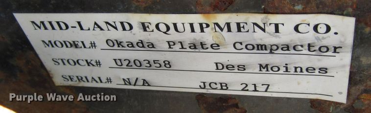 image for item EV9369 Okada  plate compactor