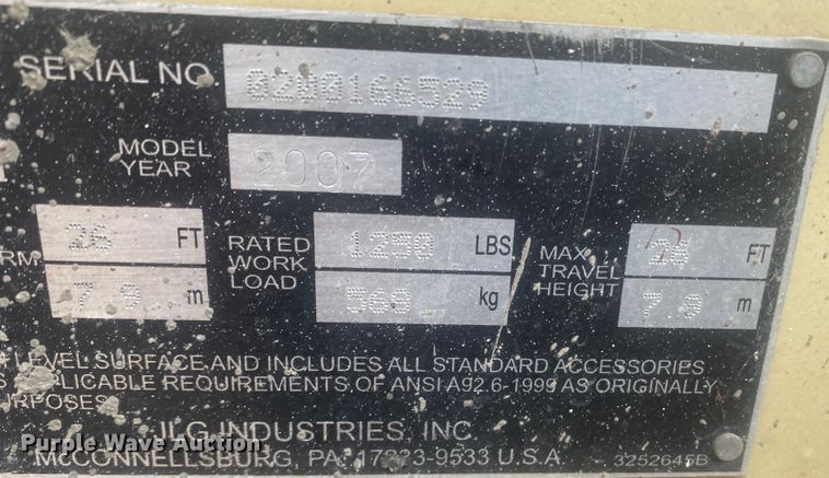 image for item EX9650 2007 JLG 260MRT  scissor lift