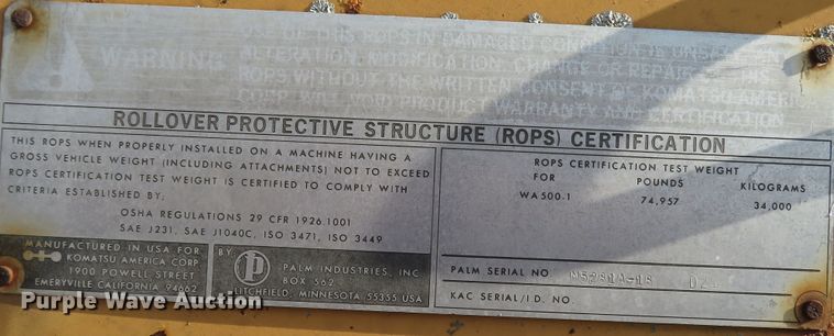 image for item FP9435 1987 Komatsu WA500-1L  wheel loader