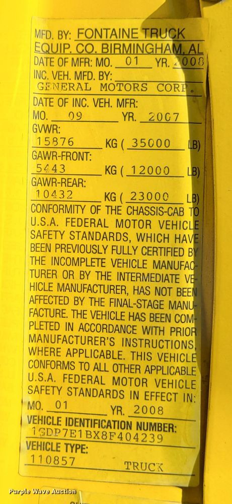 image for item GO9482 2008 GMC C7500  Crew Cab dump truck