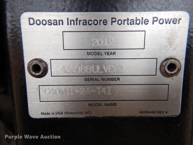 image for item IV9812 2012 Doosan G40  generator