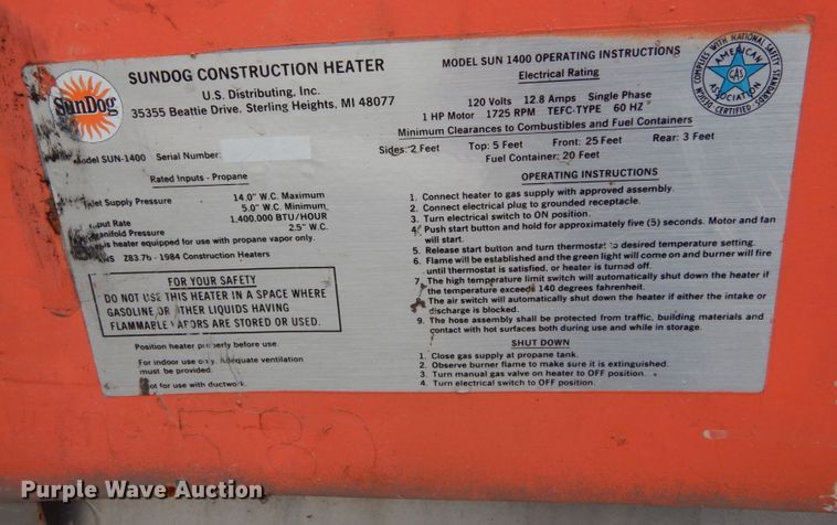 image for item JI9344 (3) Sundog heaters