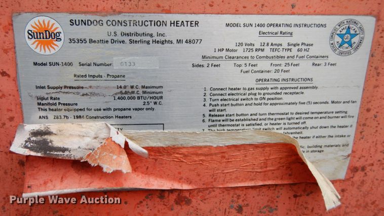 image for item JI9345 (3) Sundog Sun-1400 heaters