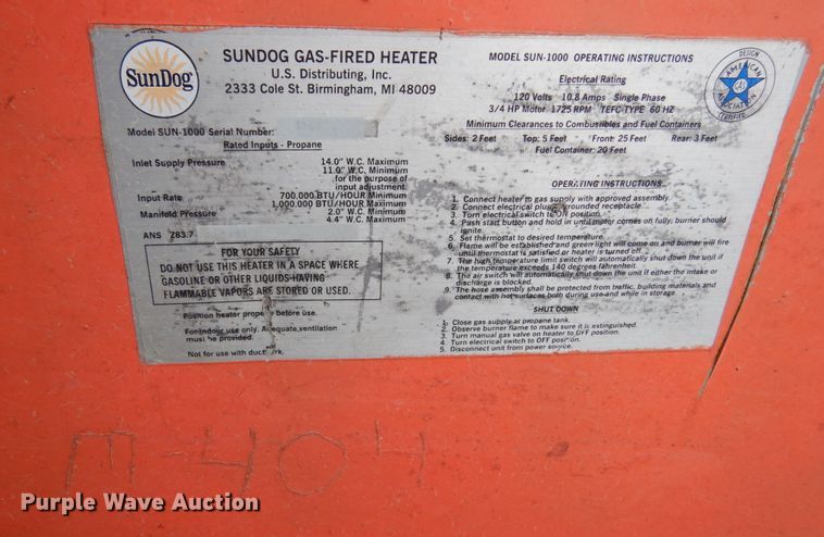 image for item JI9345 (3) Sundog Sun-1400 heaters