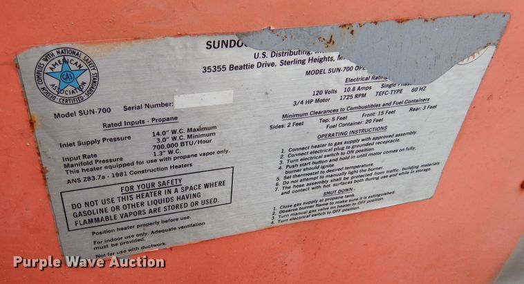 image for item JI9345 (3) Sundog Sun-1400 heaters