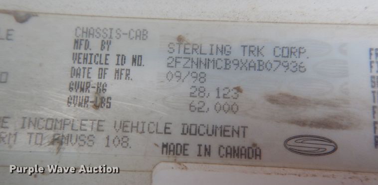image for item JI9348 1999 Sterling LT9511  ready mix truck