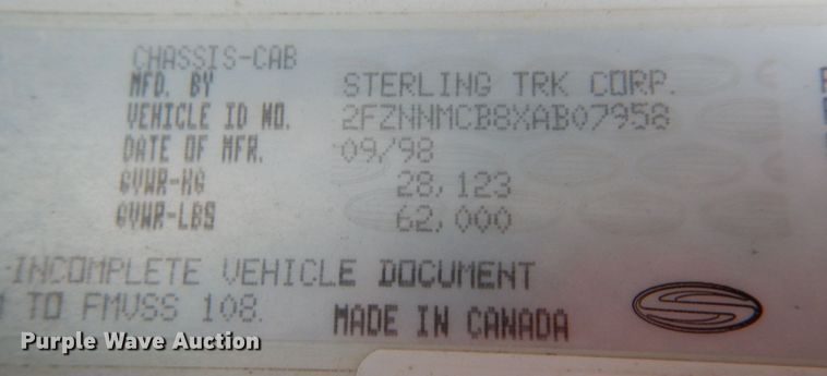 image for item JI9349 1999 Sterling LT9511  ready mix truck