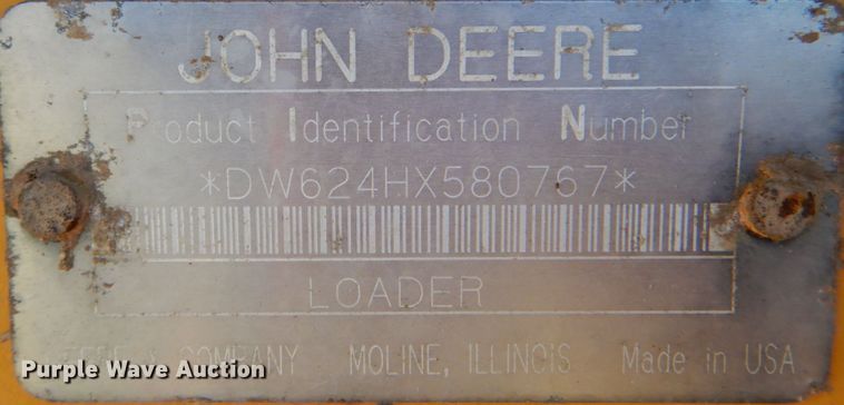 image for item JN9083 2001 John Deere 624H  wheel loader