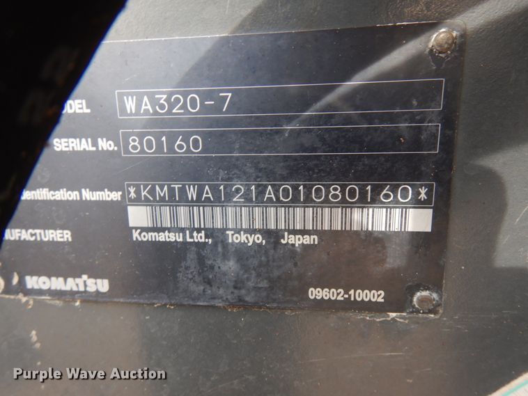 image for item KK9710 2014 Komatsu WA320-7  wheel loader