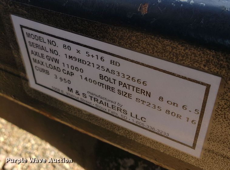 image for item KO9217 2010 M&S  tilt deck equipment trailer