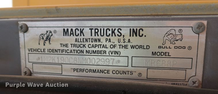 image for item KY9754 1992 Mack MR688P  paint striper truck