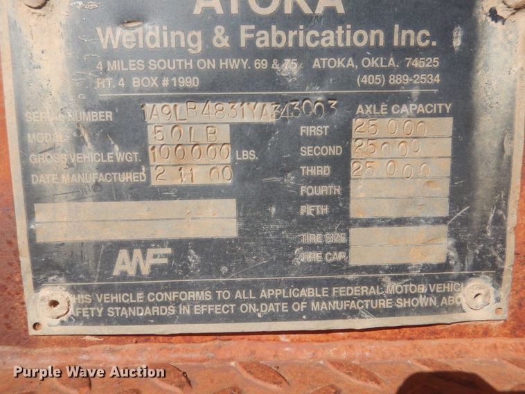 image for item DL5990 2000 Atoka 50LB  equipment trailer