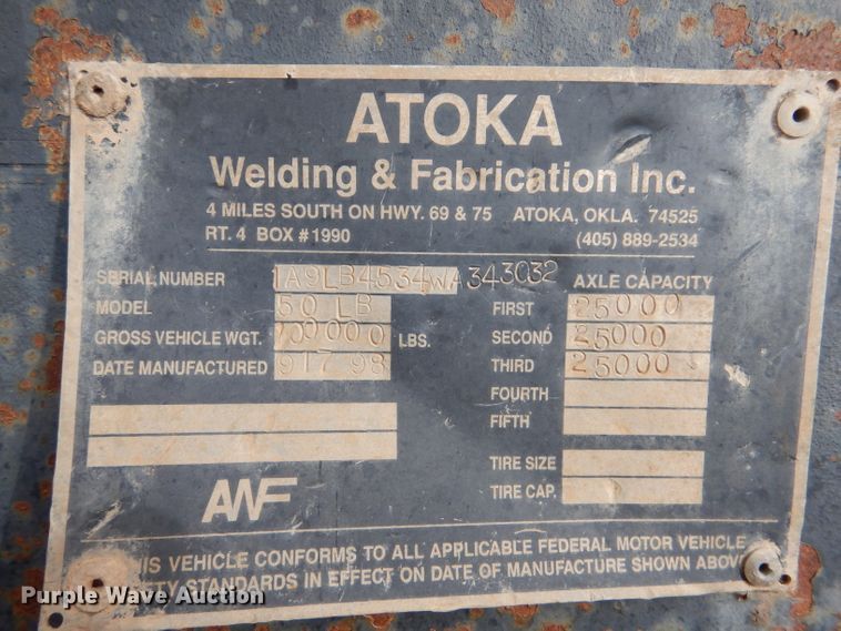 image for item DL5997 1999 Atoka 50LB  equipment trailer