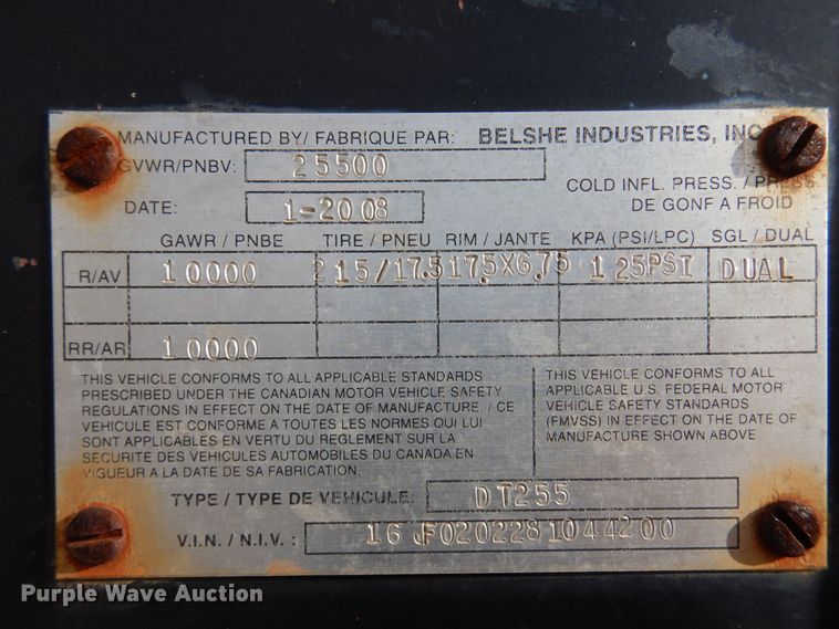 image for item DL6003 2008 Belshe  equipment trailer