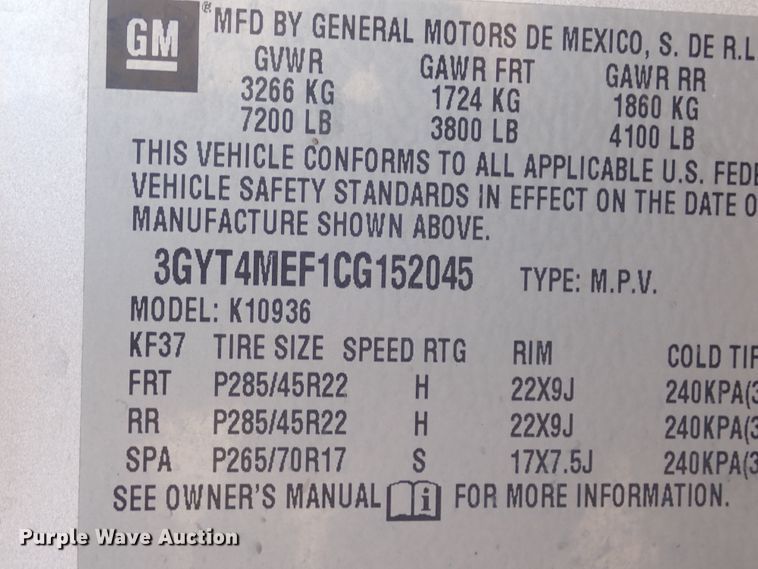 image for item DL6165 2012 Cadillac Escalade EXT  Crew Cab pickup truck