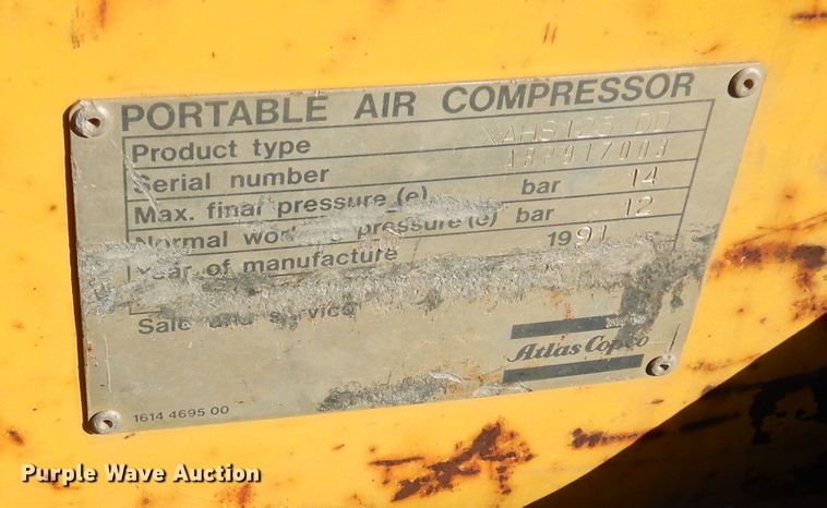image for item DK3349 1991 Atlas Copco XAHS125  air compressor