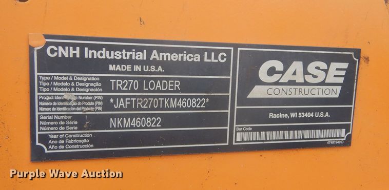 image for item DK3423 2019 Case TR270  skid steer loader