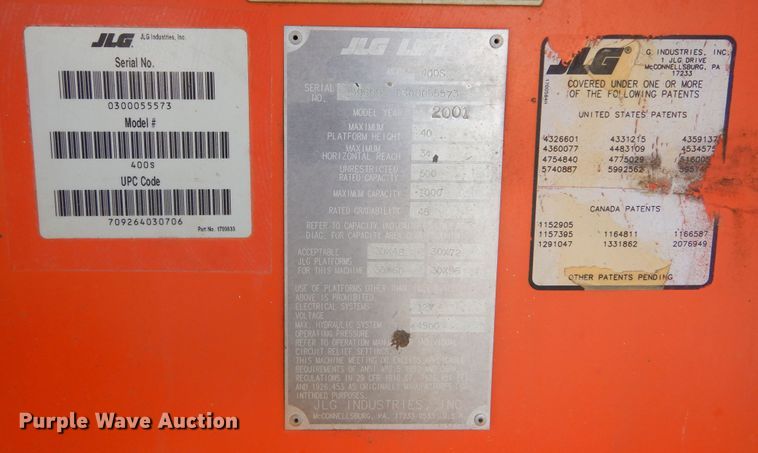 image for item DK3429 2001 JLG 400S  boom lift