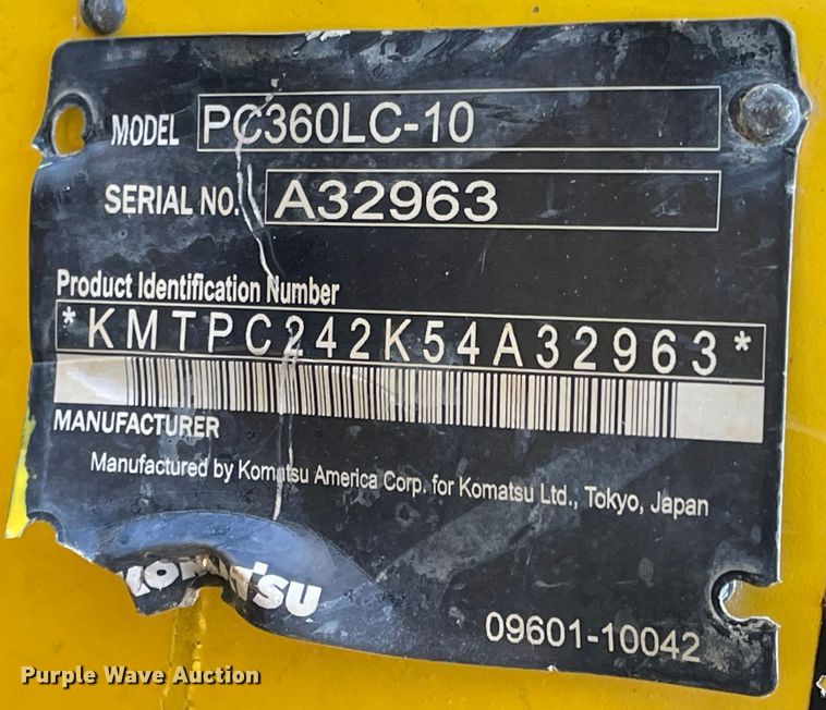 image for item DL5835 2013 Komatsu PC360LC-10  excavator
