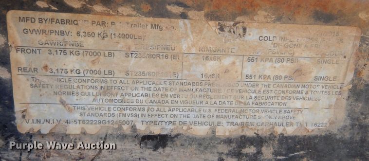 image for item DL5844 2016 PJ  tilt deck utility trailer