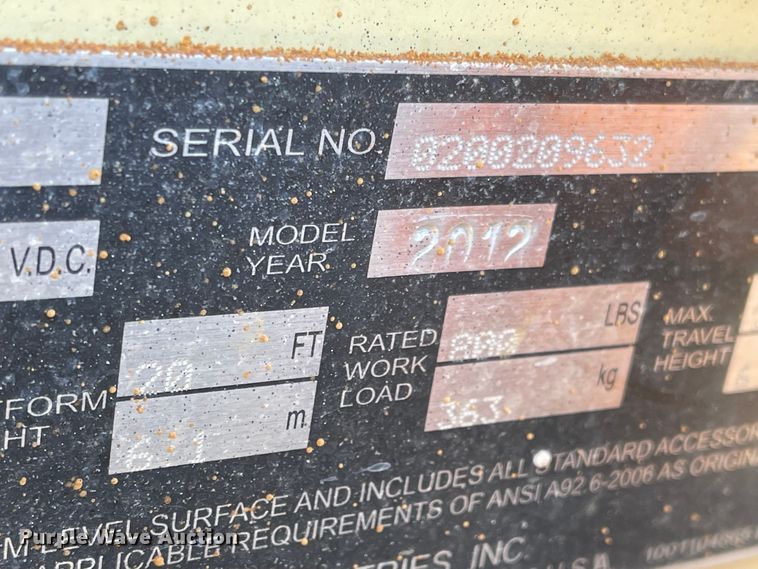 image for item DL5846 2012 JLG 2030ES  scissor lift