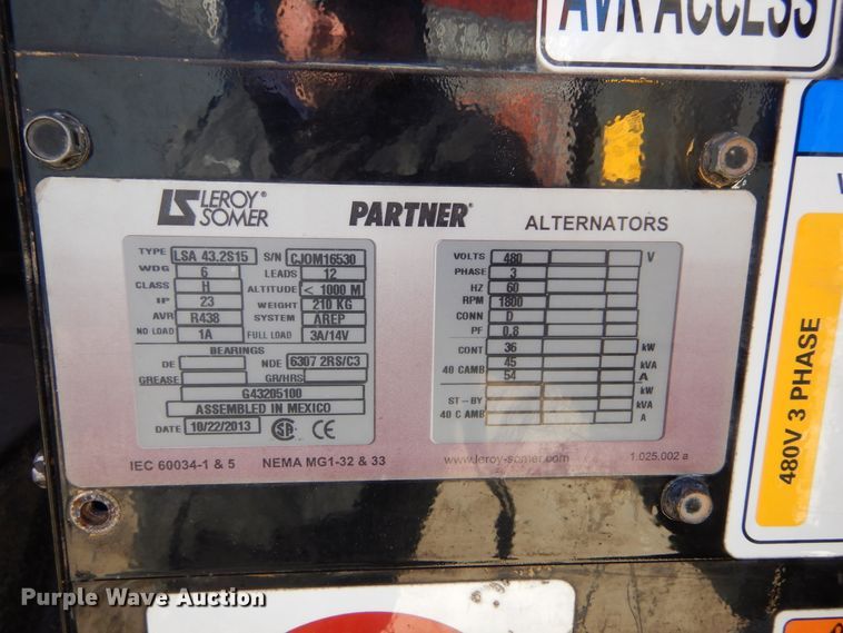 image for item DL5850 2013 Atlas Copco QAS45  generator