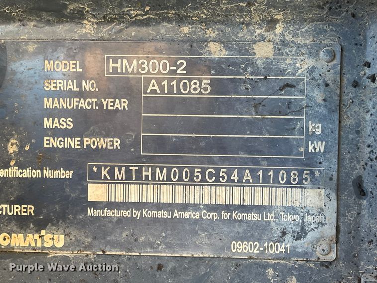 image for item DL5854 2007 Komatsu HM300-2  haul truck