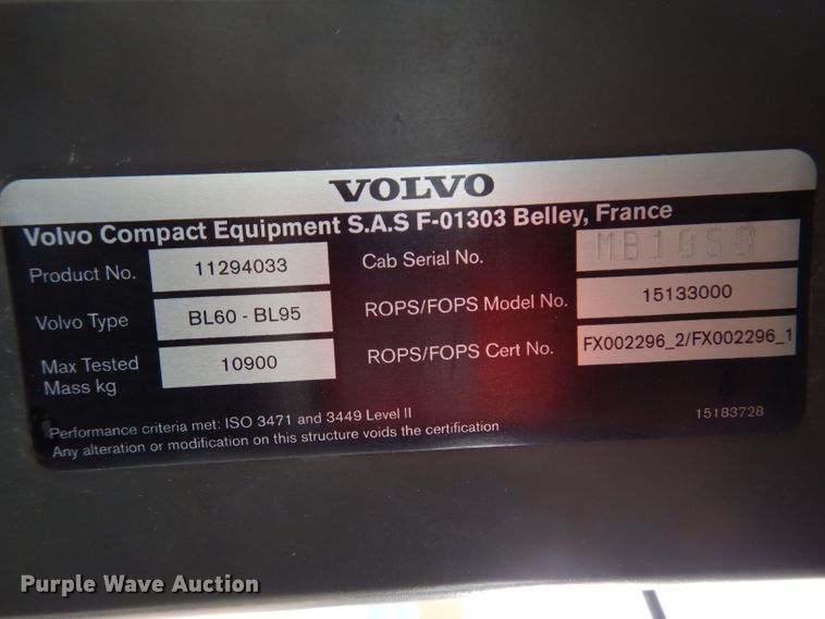 image for item DL5856 2012 Volvo BL70B  backhoe