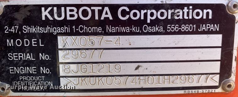 image for item DL6735 2018 Kubota KX057-4  mini excavator