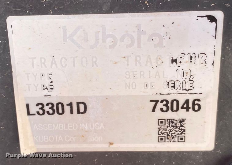 image for item DL6741 2019 Kubota L3301DT  MFWD tractor