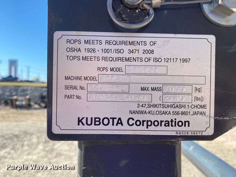 image for item DL6743 2019 Kubota K008-3  mini excavator