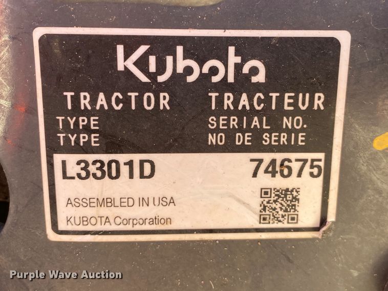image for item DL6745 2019 Kubota L3301DT  MFWD tractor