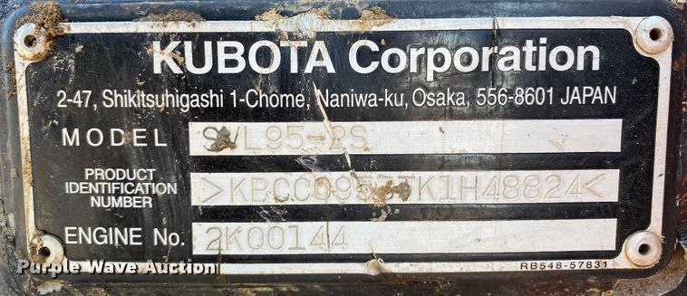 image for item DL6757 2019 Kubota SVL95-2S  tracked skid steer loader