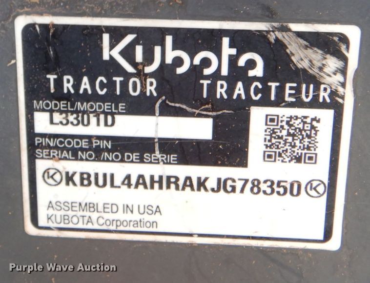 image for item DL6762 2019 Kubota L3301HST  MFWD tractor
