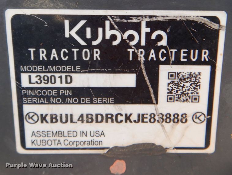 image for item DL6763 2020 Kubota L3901DT  MFWD tractor