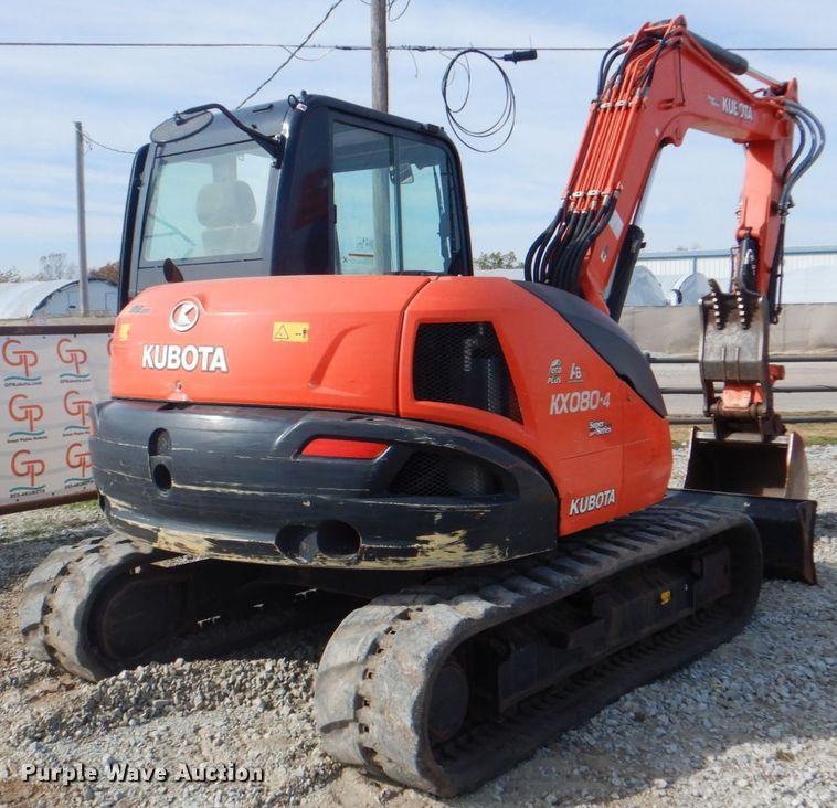 image for item DL6764 2019 Kubota KX080-4SR3A  mini excavator